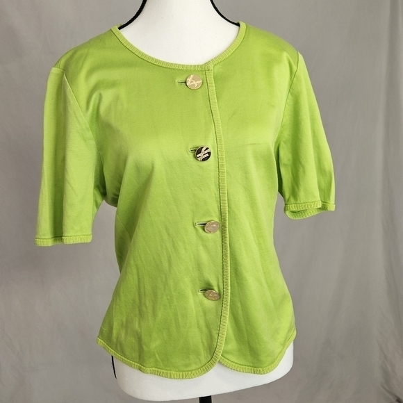 YSL Apple Green Cardigan Sweater Size Large - Picture 1 of 11